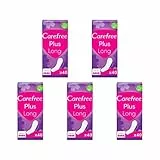 CAREFREE Salvaslip Plus Long profumato (5 x 40 pezzi), super assorbenti per includere istantaneamente i liquidi, taglia Plus Long