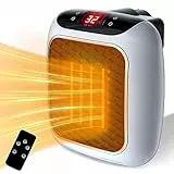 Mini Stufetta Elettrica, Stufa Elettrica Basso Consumo PTC Ceramica, Termoventilatore Spina 800W 2 Modalità, Telecomando,12 Timer, Protezione da Surriscaldamento, per Ufficio, Casa, Soggiorno, Bagno