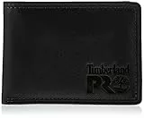 Timberland PRO Portafoglio in Pelle RFID con Porta Carte Rimovibile, Nero/Brandy, Taglia Unica Uomo