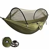 NATUREFUN Amaca da Campeggio da Viaggio| capacità di Carico 300kg,(275 x 140 cm) Traspirante Nylon da Paracadute| 2 x Moschettoni Premium,2 x Corde in Nylon Incluse |per Esterno Interno Giardino