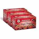 Pompadour, Infuso Ciliegia e Fragola, 60 Filtri (3 Confezioni da 20 Filtri), Dolce e Fruttato, Piace anche ai Bambini, Senza Lattosio, Glutine e Allergeni, Vegan