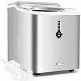 KUMIO Piccola macchina per cubetti di ghiaccio da 12 kg/24 h, con porzionatore per ghiaccio e cestino, serbatoio dell'acqua da 1,5 l, design compatto per casa, cucina, ufficio, festa, argento