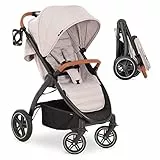 Hauck Passeggino Up Town - Passeggino Compatto fino a 25 kg, Chiusura a 1 Mano, Manubrio Regolabile, Reclinabile - Passeggino Leggero - Beige