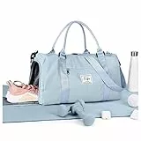 Borsone da Viaggio, Borsone Palestra, Borsa Sportiva Tote Gym, Borsa a Mare impermeabile, Borsone con tasca bagnata e scomparto per scarpen, Grande Capacità Duffel per uomo e donna,Azzurro