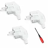 CHEVVY 3 Pezzi Schuko Presa Ricablata di Potenza Elettrica 16A 250V per Spina Connettore di Prolunga Spina Europea per cavi da 8 a 10 mm Spina IP20 Bianco