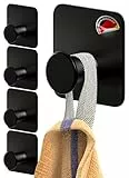4smile porta asciugamani senza foratura - 5 pezzi appendi porta asciugamani neri con cuscinetti adesivi 3M - Ganci adesivi accappatoio bagno inox
