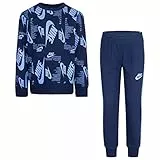 Nike -Set Composto da Felpa E Pantalone -Felpa con Girocollo A Costine -Felpa con Stampa Allover -Pantalone con GIROVITA Elastico -Pantalone con ORLI A Coste -Regular Fit Blu Blu/Celeste U90 4-5