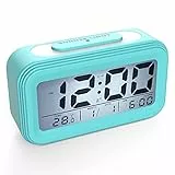 Coolzon Sveglia digitale sveglia mattina, orologio digitale sveglia a batteria silenziosa per bambini adulti grande schermo LED temperatura calendario, sveglia da viaggio con luce notturna Snooze