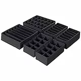 Yucch Set di 6  Organizer per Biancheria Intima,Armadio Divisori Pieghevole Organizer per Cassetti,Usato per Scatola a Scomparti per Biancheria Intima,Reggiseni,Calze,Fazzoletti e Cravatte (Nero) 