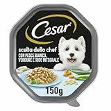 Cesar Scelta Dello Chef Cibo Umido per Cane con Pesce Bianco alla Griglia, Riso Integrale e Verdure - 14 Vaschette da 150g: totale 2100g
