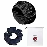 1 cuffia da doccia a tre strati con 1 elastico per capelli e 1 borsa portaoggetti, cuffia da doccia per donne, ragazze (nero)
