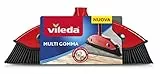 Vileda Scopa Multi Gomma, per Interni ed Esterni, Dura, in Gomma e Caucciù, Adatta per Peli d'Animale e Capelli, Rosso/Nero, 34 x 13,5 x 4 cm