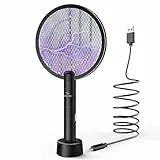 PALONE Racchetta Zanzare Elettrica, 4000V con USB Ricaricabile LED 2-In-1Racchetta Zanzare Elettrico, Protezione Maglia a 3 Strati, Adatto per Casa Giardino Campeggio Interni ed Esterni