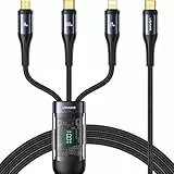 wiredge 100W Multi Cavo di Ricarica Rapida, 3 in 1 Multiplo Cavetto USB, Nylon universale da 1,2M con Display LED con porta iP/Micro/USB tipo C per iP, Laptop, Tablet, Telefoni