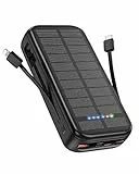 Solare Powerbank 30000mAh 20W Ricarica Rapida Caricatore Portatile Power Bank con 4 ingressi e 5 uscite Caricabatterie ad Energia Solare Batteria Esterna per iPhone Samsung Huawei Xiaomi Vivo Nero