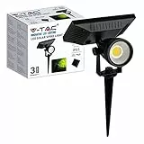 V-TAC Faretto LED Solare da Giardino con Pannello Solare - Faro Spot LED da Esterno Impermeabile IP65 per Cortile, Piscina, Terreno - Luce 3000K Bianco Caldo - Lampada 2W, VT-952