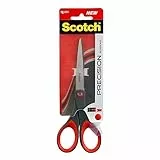 Scotch Precision Forbici con Lame in Acciaio Inossidabile, 18 cm Adatte a Lavori di Precisione per Destrimani e per Mancini, Colore Grigio Rosso