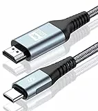 Cavo USB C a HDMI 4K 3M-Tessuto di nylon, compatibile con TV 4K, proiettori, console di gioco (Xbox, Playstation), Apple TV, Pixelbook, Surface Pro, iPad Pro, XPS, Galaxy S23 e altro ancora.