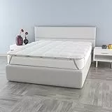 TOPPER PLUS TRAPUNTATO CON ELASTICI, Bianco, Matrimoniale 160x195 cm