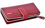 VISCONTI Portafoglio Donna Vera Pelle con protezione RFID Porta Carte di Credito con XXL Portamonete Portafogli Porta Banconote - XXL Multicolore Verona - (Rosso)
