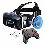Visore Realtà Virtuale con Controller, Occhiali Virtuali 3D per Video Film e Giochi, Lente Regolabile Cuffie Realtà Virtuale per iphone,Samsung,Huawei,Xiaomi, Regali di Natale/Compleanno per Bambini (