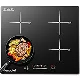 AMZCHEF Piastra induzione,piano cottura 4 fuochi,9 livelli di potenza,funzione di pausa,controllo touch scorrevole,blocco bambini,protezione dal surriscaldamento,7000 W