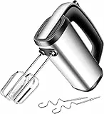 Sbattitore Elettrico Professionale 300W con 2 Fruste in Metallo 2 Ganci 5 Velocità Frusta Elettrica In Acciao Impastatrice per Impasti Uova Dolci Pasta Batters