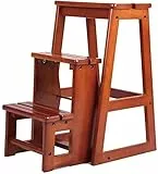 Generic Sgabello da arrampicata per interni, sgabello a gradini multifunzione a tre gradini sgabello a scala pieghevole da biblioteca sedia a scala per biblioteca mobili in legno/colore miele