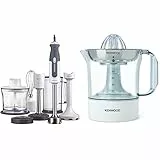 Kenwood HDP408WH Mixer ad Immersione, frullatore, 800 W, dotato di Tritatutto da 0,5L, frusta a filo, schiacciaverdure in metallo & JE290A Spremiagrumi Elettrico, Rotazione a Destra e Sinistra, Bianco