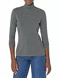 Amazon Essentials Top Classico a Maniche Lunghe con Scollo a Lupetto (Disponibile in Taglie Forti) Donna, Carbone Puntinato, XL