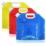 maxin Contenitore per Acqua Pieghevole da 5 Litri, Porta Acqua in plastica BPA, Borsa per Acqua Pieghevole Set di 3 per Escursioni in Campeggio.