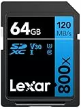 Lexar High-Performance 800x Scheda SD 64 GB, Scheda di Memoria SDXC UHS-I, Fino a 120 MB/s in Lettura, per fotocamere point-and-shoot, DSLR di fascia media, videocamera HD (LSD0800064G-BNNAG)
