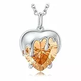 JewelryPalace 11ct Ape Collana Cuore Donna Argento 925 con Cubica Zirconia Arancione, Miele Collana Ciondolo Pietra con Catena 45cm, Collane Pendenti Lunghe Anniversario Set Gioielli Donna