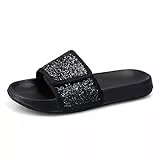 IONOKO Ragazze Infradito Ciabatte da Spiaggia Bambini Pantofole Ciabatte Leggeri Glitter Sandali Interno Bagno Nero 35 EU