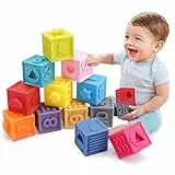 Own1one Cubi Gomma Bambini 6 Mesi, Costruzioni di Gomma per Bambini 1 Anno, Montessori Giochi Impilabile Neonato 6 9 Mesi