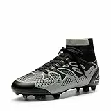 DREAM PAIRS Scarpe da Calcio da Uomo con Tacchetti Scarpe da Calcio per Sport all'Aria Aperta Nero/Grigio Scuro 160858-M-E Taglia 42 (EUR)