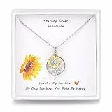 Qings Girasole Collana Donna Ciondolo Collana in Argento Sterling 925 con Cubic Zirconia Gioielli Regalo per Ragazze Matrimonio San Valentino e Il Natale