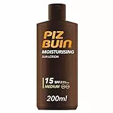 PIZ BUIN, Lozione Solare Idratante, Protezione Solare Media , 15 SPF, Filtro Solare UVA/UVB, 200ml