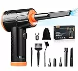 Elettrico Rimuovi Polvere Aria Compressa: 3 Velocità 100000 Giri/Min Aria Compressa PC Air Duster Con luce LED,7600mah Batteria Spolverino Elettrico ad Aria Compressa per Tastiera,Computer,Auto