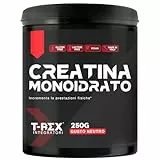 T-Rex Integratori Creatina Micronizzata Monoidrata - Integratore alimentare per massa muscolare e boost energetico pre workout (Polvere, 250 g (Confezione da 1))