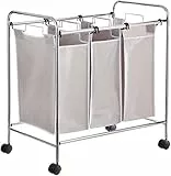 Amazon Basics - Carrello raccogli biancheria con 3 sacchi
