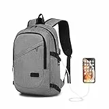 Zaino per computer portatile Antifurto da viaggio Business Work Zaino per computer con porta di ricarica USB Leggero Borsa per laptop High Schoolbag per ragazzo Uomini Donne Casual Daypack (Grigio)