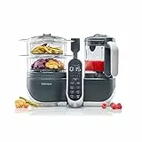 Babymoov Nutribaby+, Cuocipappa Multifunzione 6 in 1, Cuocivapore, Frullatore, Grande Capacità per i Bambini, Fino a 10 Pasti Preparati Contemporaneamente , Grigio
