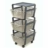 Ecoplast, Carrello Portaoggetti, Utile e Comodo da Usare, Dotato di Quattro Ruote alla Base e Tre Vaschette Estraibili, Portata Massima 9 kg, Color Tortora, 50% Plastica Riciclata, Made in Italy