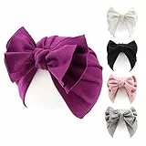 Pesaat 5 Pezzi Cappello da Neonato con Fiocco Multicolore in Cotone per Autunno e Inverno 0-3 Anni(Rosa)