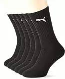 Puma Sportsocken Cush Crew 6P Calzini Sportivi, Nero, 43-46 (Pacco da 6) Unisex