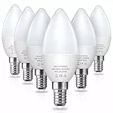 Fulighture Lampadine LED E14, LED Candela C37, Luce Bianca Fredda 6500K 350lm, 3,5W Equivalenti a 35W, Non Dimmerabile, LED Oliva per Lampadario/Lampada da Parete/Lampade a Sospensione, 6 Pezzi