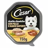 Cesar Ricette Classiche Cibo per Cane, con Pollo e Manzo Saporiti, 150 g, 14 Vaschette