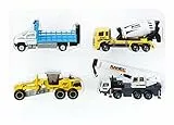 Matchbox - Mezzi da Lavoro, ​Confezione da 4 Veicoli di Grandi Dimensioni con Dettagli Autentici e Attrezzatura per Costruzioni, Giocattolo per Bambini 3+ Anni, HCC07