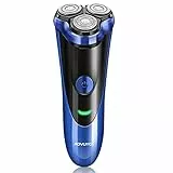 Rasoio Elettrico Barba, Uomo Wet & Dry, con 3 Testine Rotanti e USB Ricaricabile, Ricaricabile con Indicatore di Carica a LED